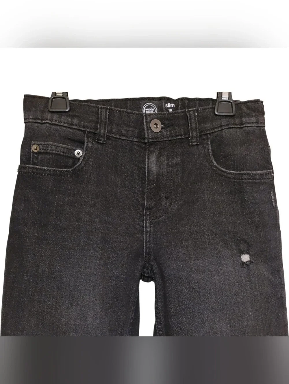 Wonder Nation Adjustable Waist Buttons Charcoal Straight Jeans Boys Size 10 Slim